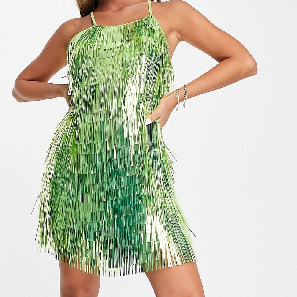 Asos design shard sequin strappy mini dress